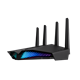 RT-AX82U side view, tilted 45 degrees, with Aura lighting